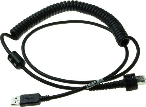 Datalogic USB-Kabel – CAB-553 – USB-A auf RJ45, spiralförmig, IP67 – für PowerScan 9600 – Schwarz – 2,4 m