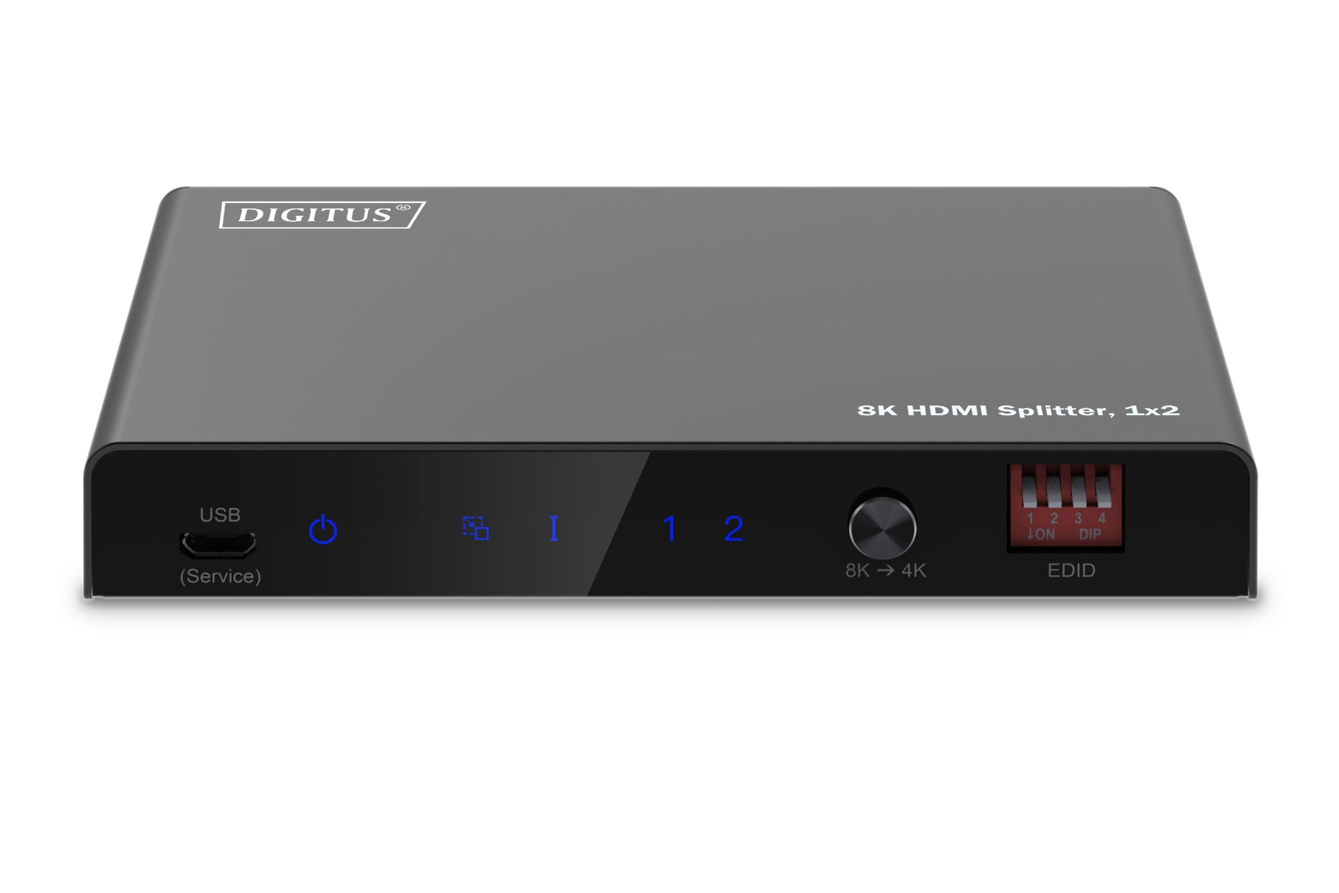Digitus HDMI-Splitter 1×2 – 8K UHD, HDMI 2.1, 60 Hz (4:4:4), EDID – Schwarz, Metall