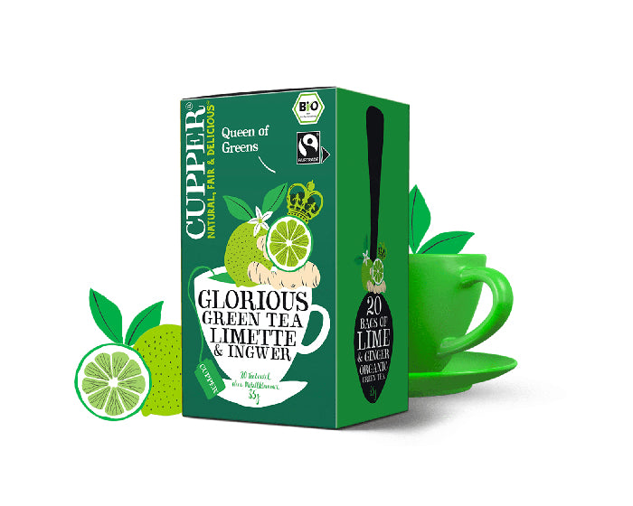 Cupper Tee Cupper – Grüntee Limette & Ingwer – Teebeutel 20 Beutel – Bio – Fairtrade