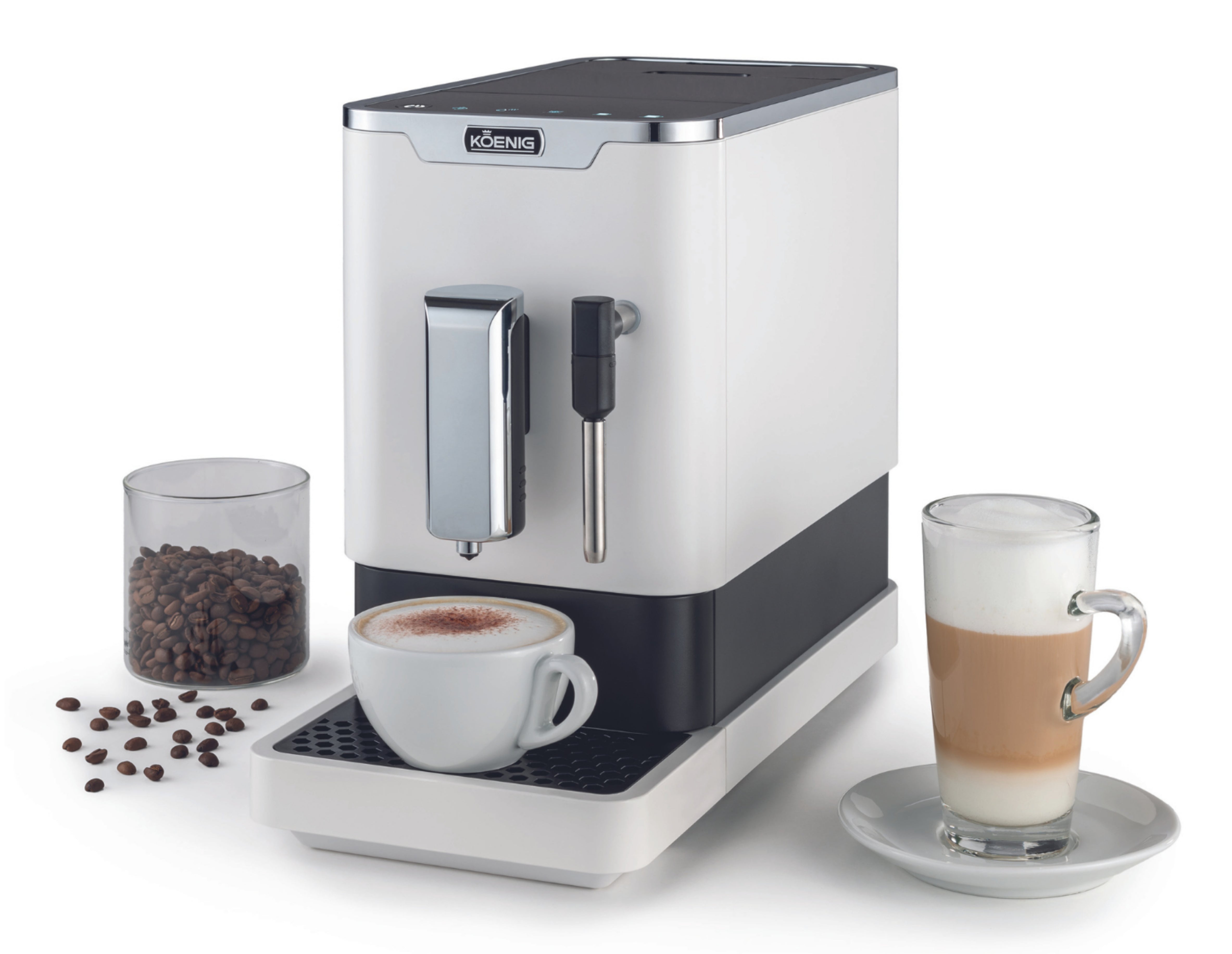 Koenig B03905 Kaffeevollautomat – 19 bar, 1,2 l, 150 g, Weiss