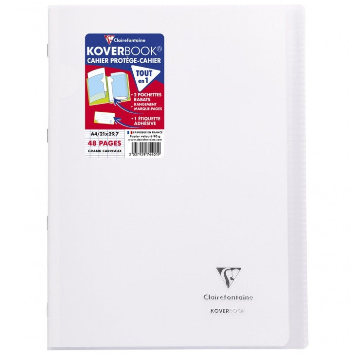Clairefontaine Notizheft – A4 – 48 Seiten – 90 g/m² – geheftet, transparentes PP-Cover, assortiert, PEFC