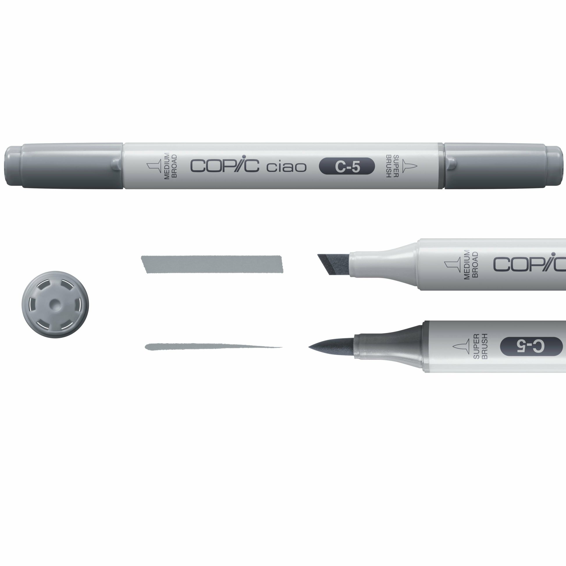 Copic Ciao Permanentmarker – Keil-/Pinselspitze – Coole Grautöne (grau, hellgrau), 6er-Set