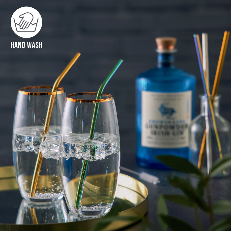 Oak & Steel Trinkhalme – 22 cm, Edelstahl, Mehrfarbig, 40 Stk.