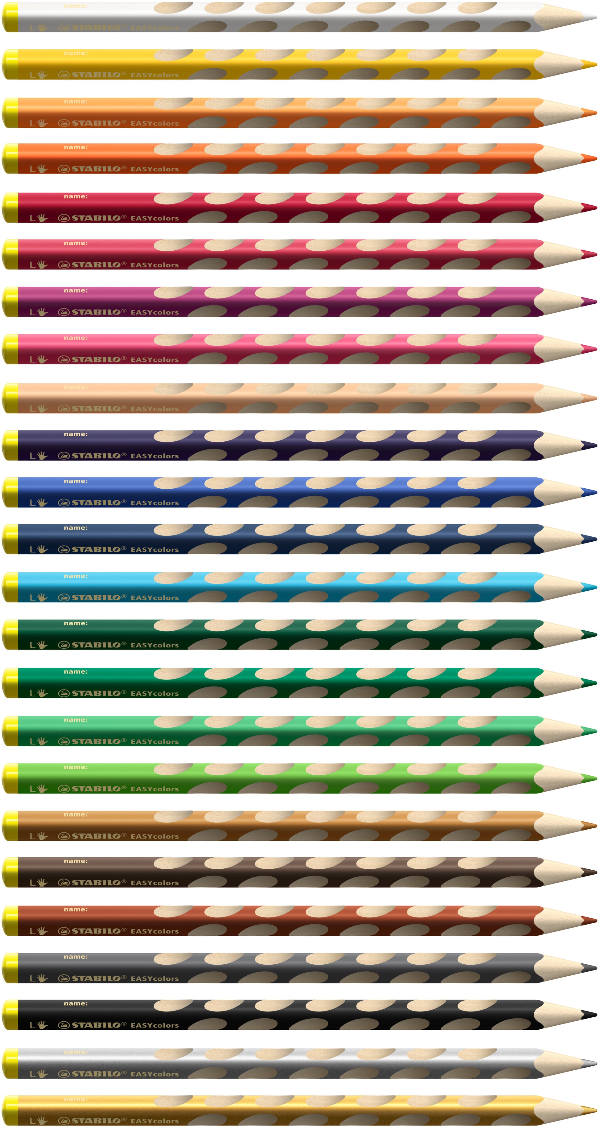 STABILO Buntstift, Mehrfarbig, 24er-Etui – Ergonomisch, Dreikant, Strichbreite 4,2 mm, für Linkshänder