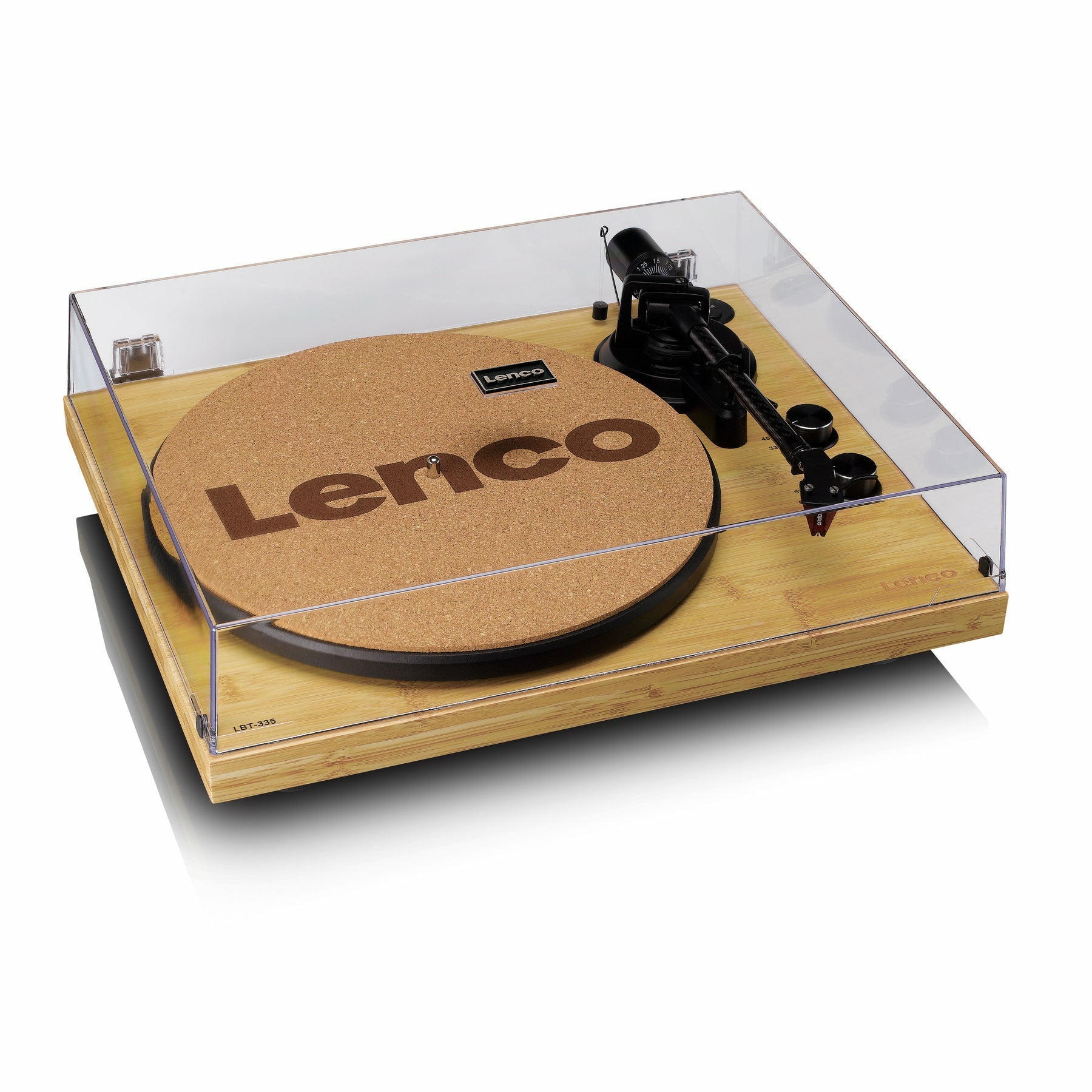 Lenco LBT-335BA – Plattenspieler (Riemenantrieb, Start-Stop), Bluetooth 5.2, Phono-Vorverstärker, 33⅓/45 U/min – Bambus