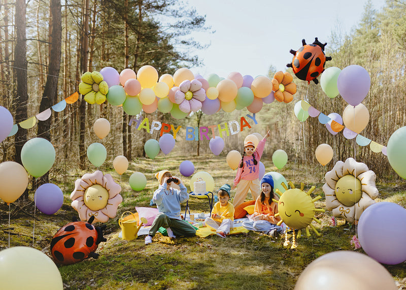 PartyDeco Folienballon Gänseblümchen – Mehrfarbig – Ø 45 cm – Folie – 4 Stk