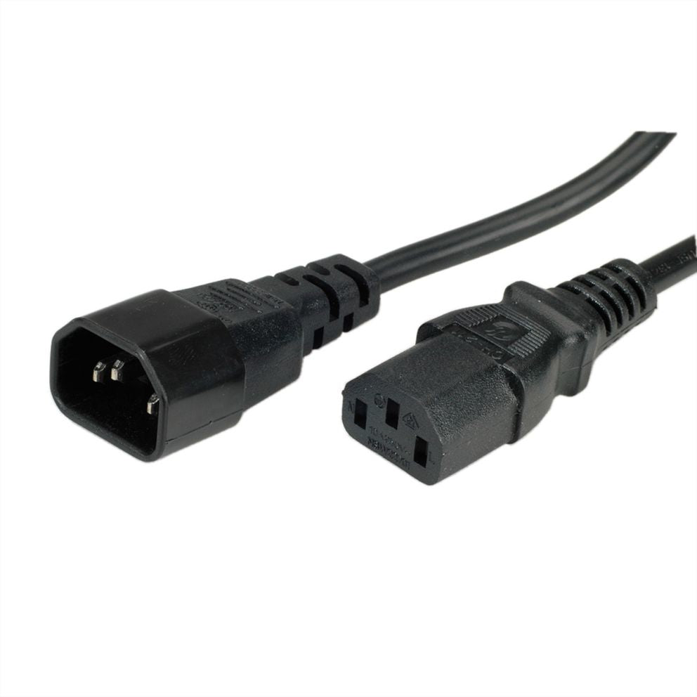 ROLINE GREEN Netzkabel – IEC C14–IEC C13, 1,8 m, 250 V/10 A, schwarz