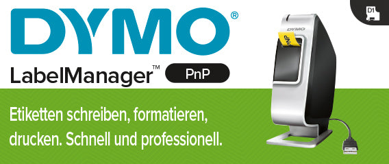 DYMO LabelManager PnP – Beschriftungsgerät für Schriftbänder 6–12 mm, USB, Lithium-Ionen-Akku, 180 dpi