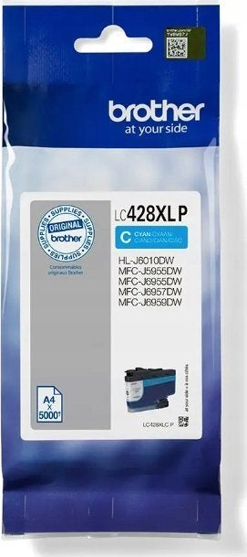 Brother Tintenpatrone LC-428XL, Cyan, XL, 5'000 Seiten – für MFC-J5955, MFC-J6955, HL-J6010DW und andere