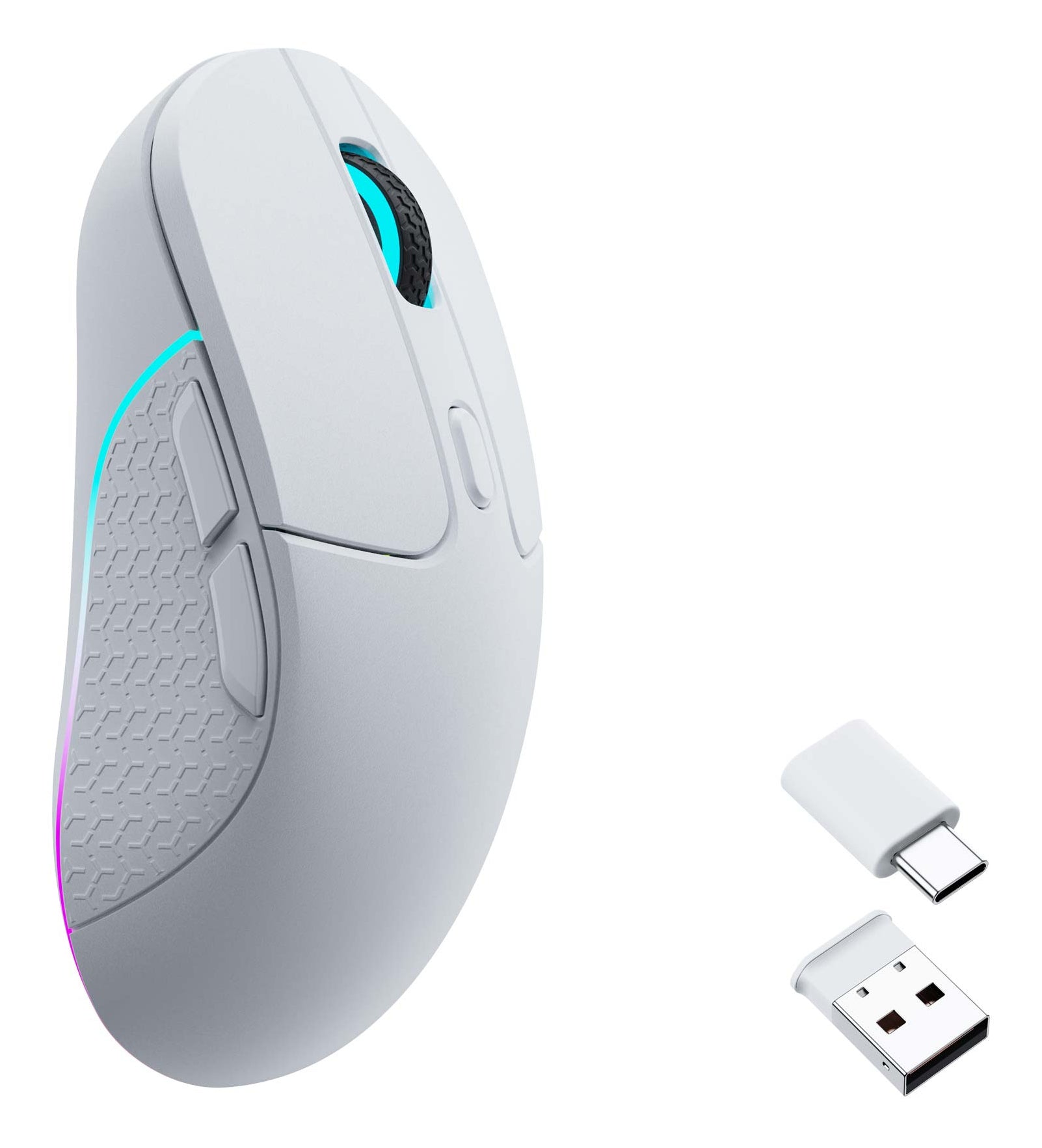 Keychron M3 – Gaming-Maus – Kabellos (Bluetooth/2,4 GHz), 26000 DPI, RGB-Beleuchtung, Rechtshänder, Weiss