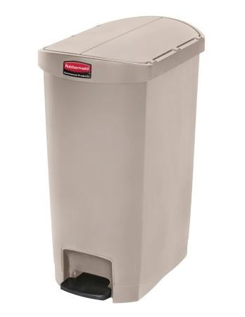Rubbermaid Slim Jim Treteimer – 50 l – Kunststoff, rechteckig – beige – mit Müllsackhalterung