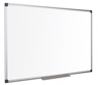 Bi-Office Whiteboard – 150 × 100 cm, Emaille, magnetisch, Aluminiumrahmen, Wandmontage, leicht gerastert
