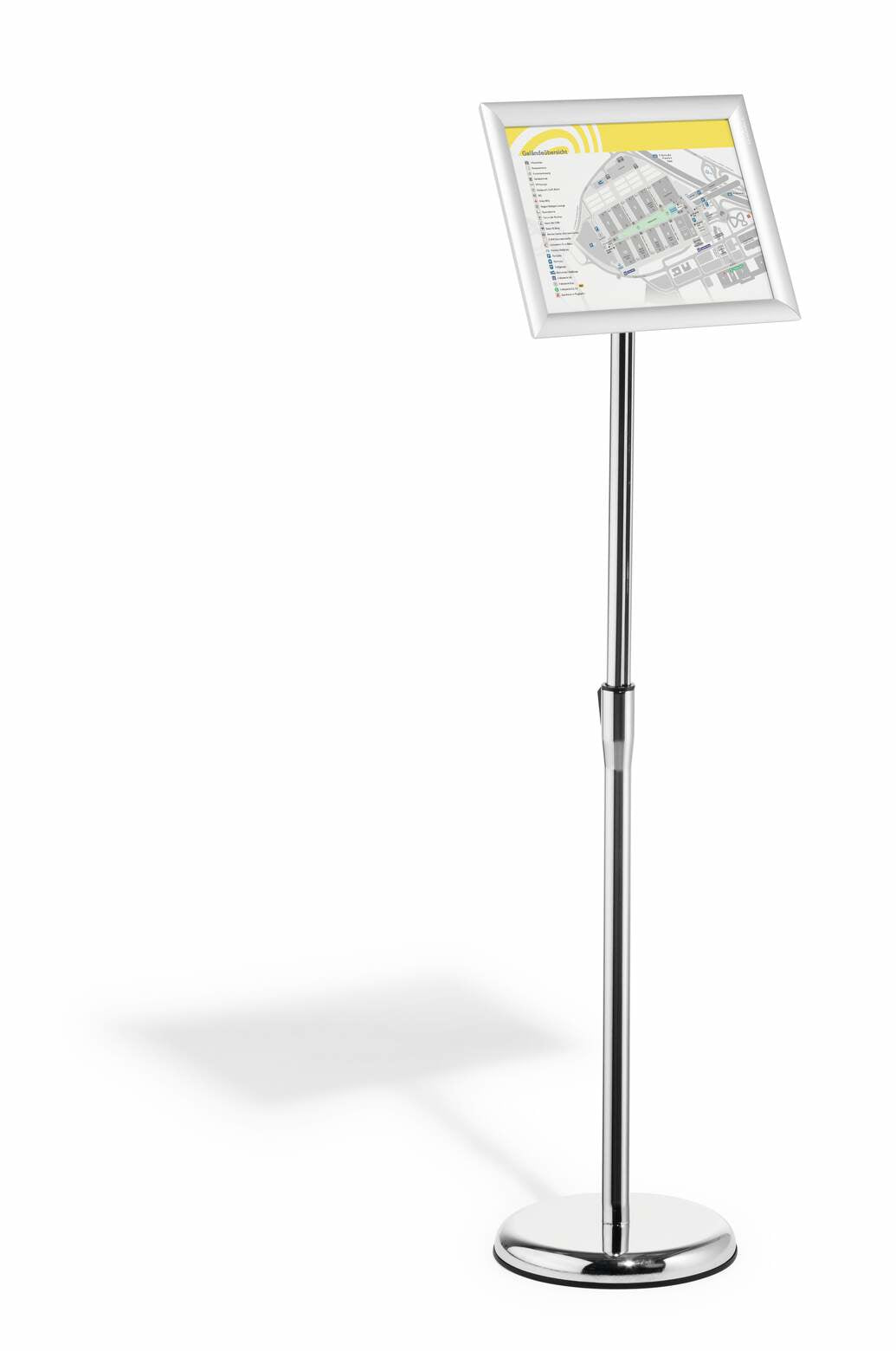 Durable Infoständer – für A4 Hoch-/Querformat, 1 Fach, silber, Metall, 250×250×1205 mm