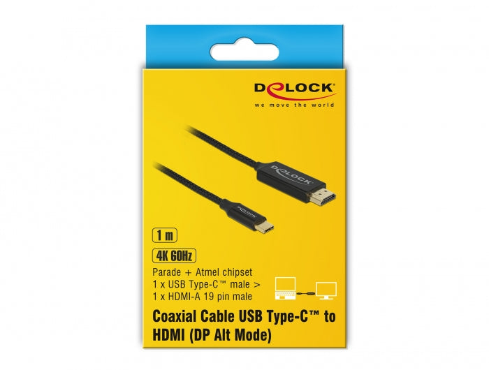 DeLOCK USB-C auf HDMI Kabel HDMI 1.3 4K – 1 m – für Geräte mit USB-C (DisplayPort Alt Mode)