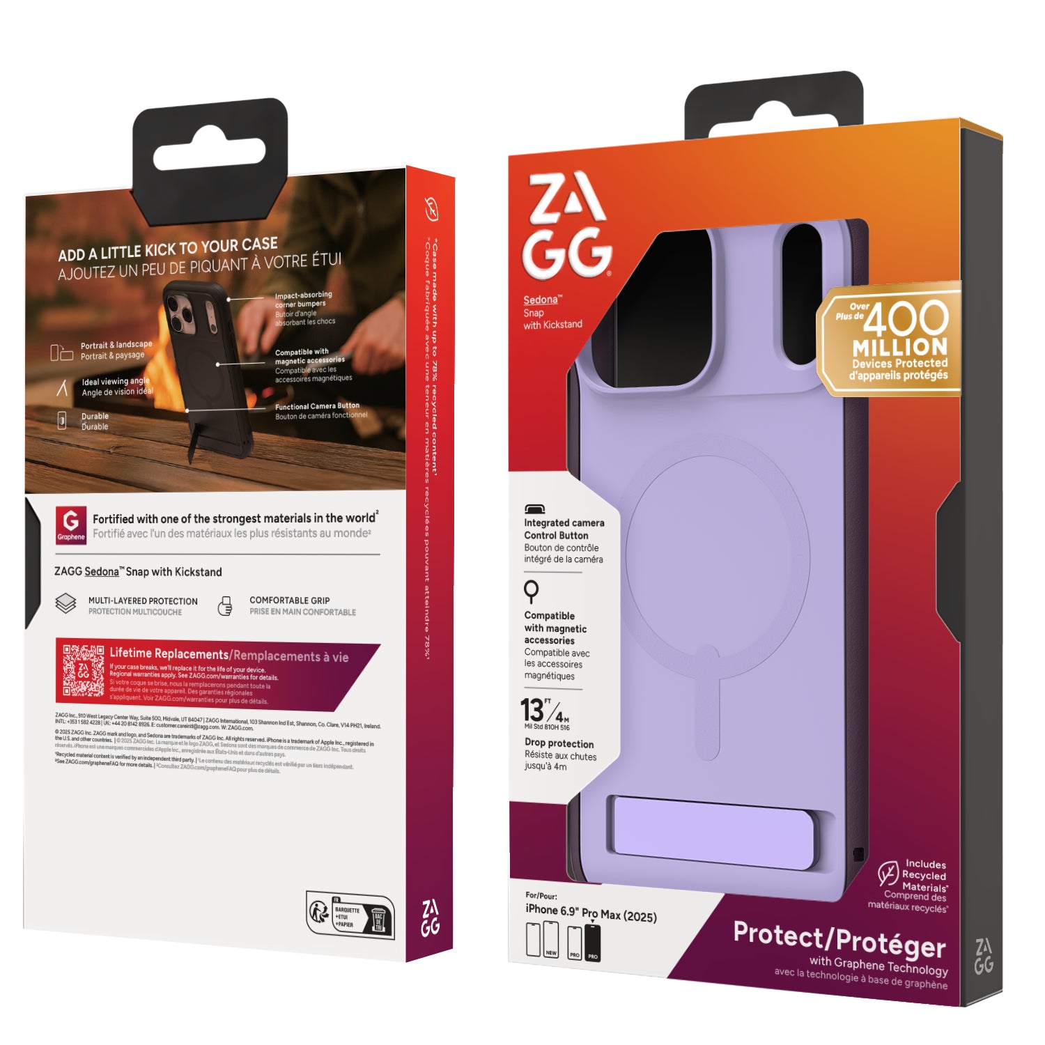 ZAGG Sedona Snap – Backcover – für Apple iPhone 17 Pro Max, Graphen, Violett, bis 4 m Sturzsicher