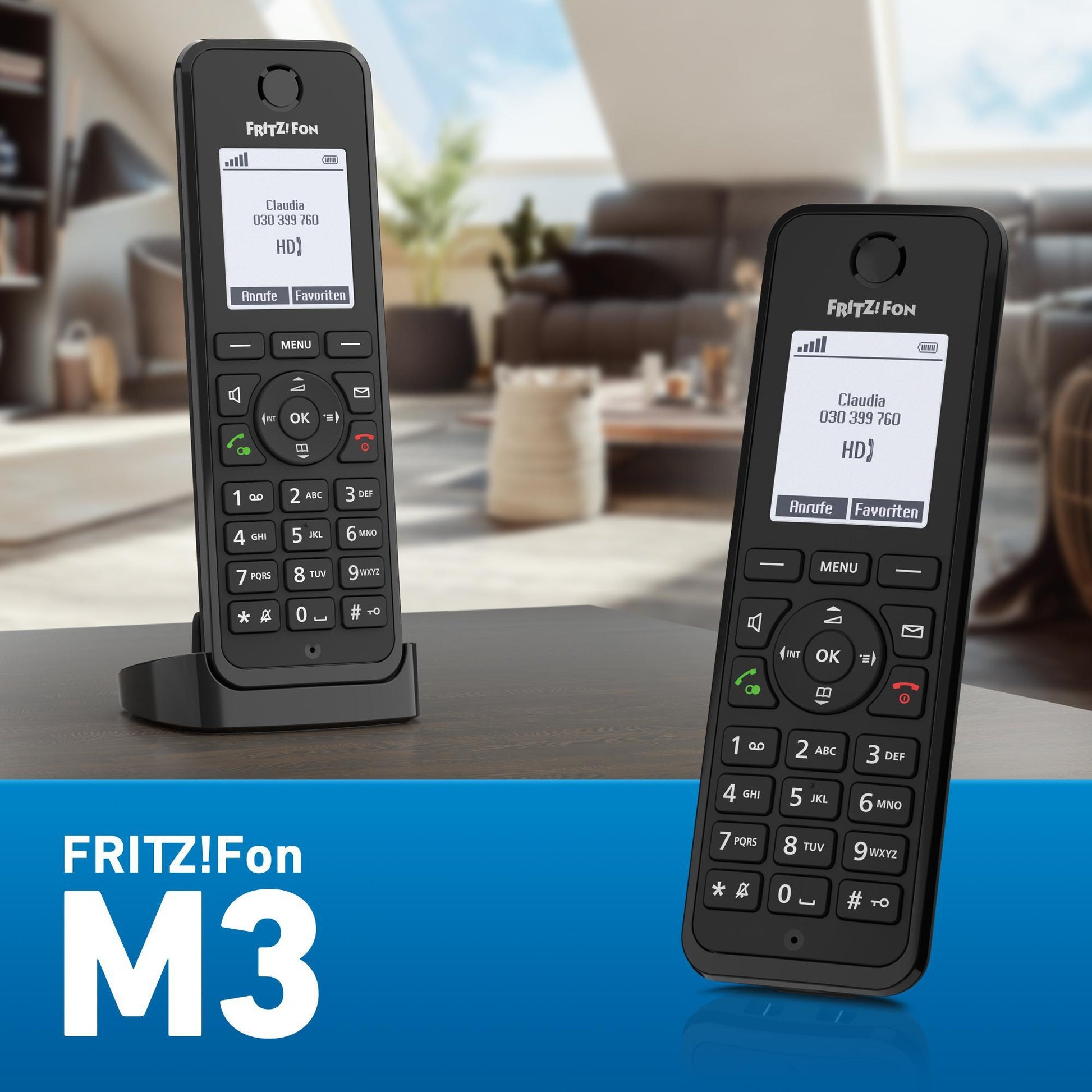 FRITZ! AVM FRITZ Fon M3 – DECT-Telefon nur Mobilteil, mit Anrufbeantworter, Freisprechen, schwarz