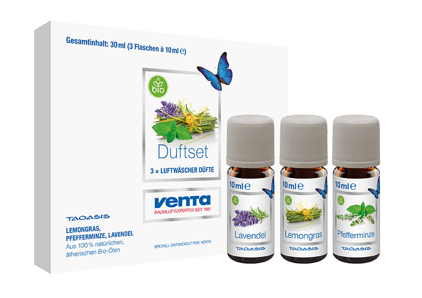 Venta Bio-Duftset 2 (Lavendel, Lemongras, Pfefferminze) – Duftöl, 3 × 10 ml, für Venta