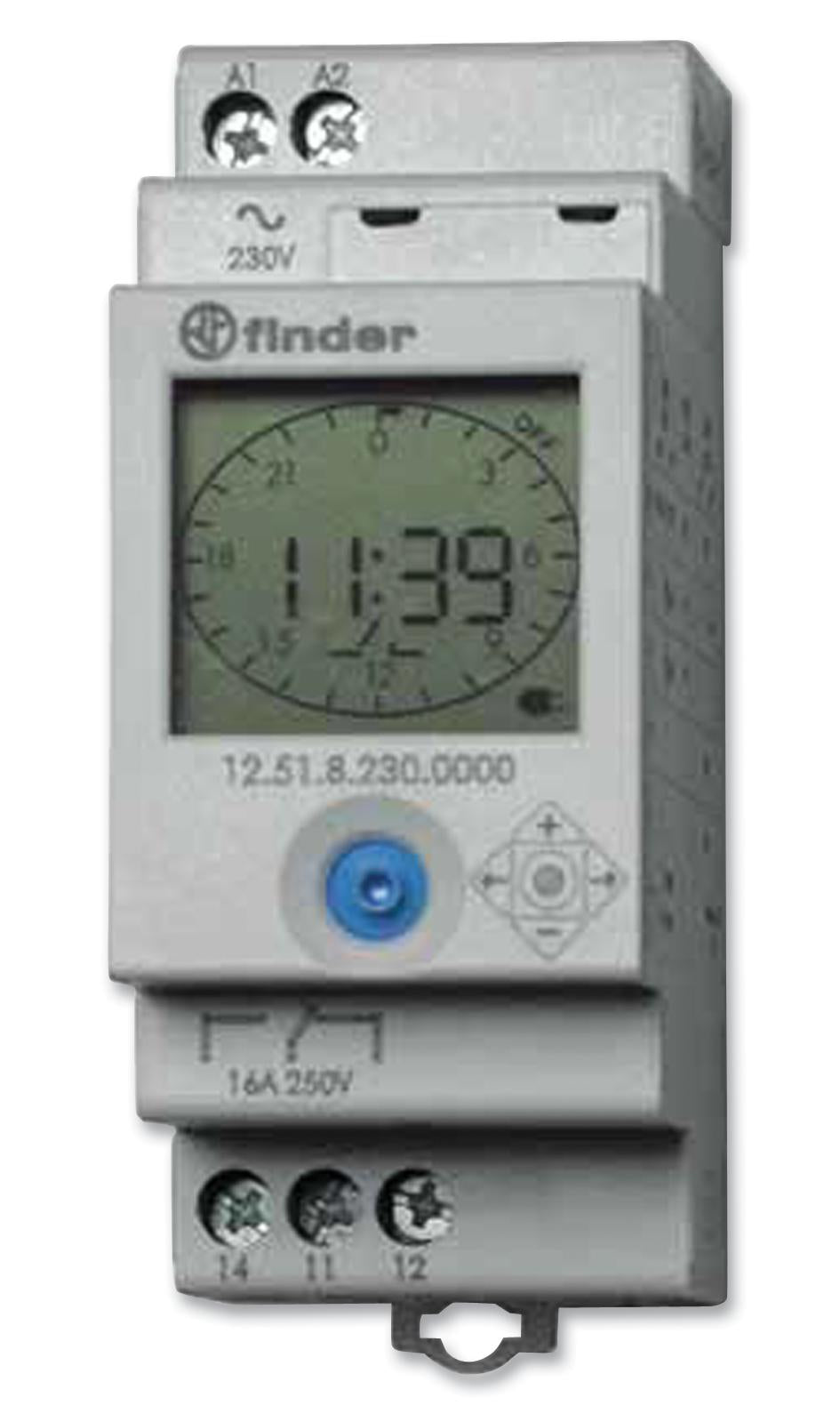 Finder Zeitschaltuhr (DIN-Schiene) – digital, Tages-Timer, IP20, 110–230 V – 12.51.8.230.0000