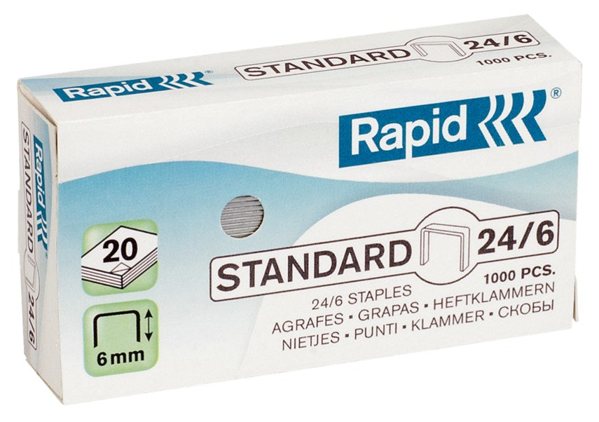 Rapid Heftklammern – 24/6, 30 Blatt, 1’000 Stück, verzinkt