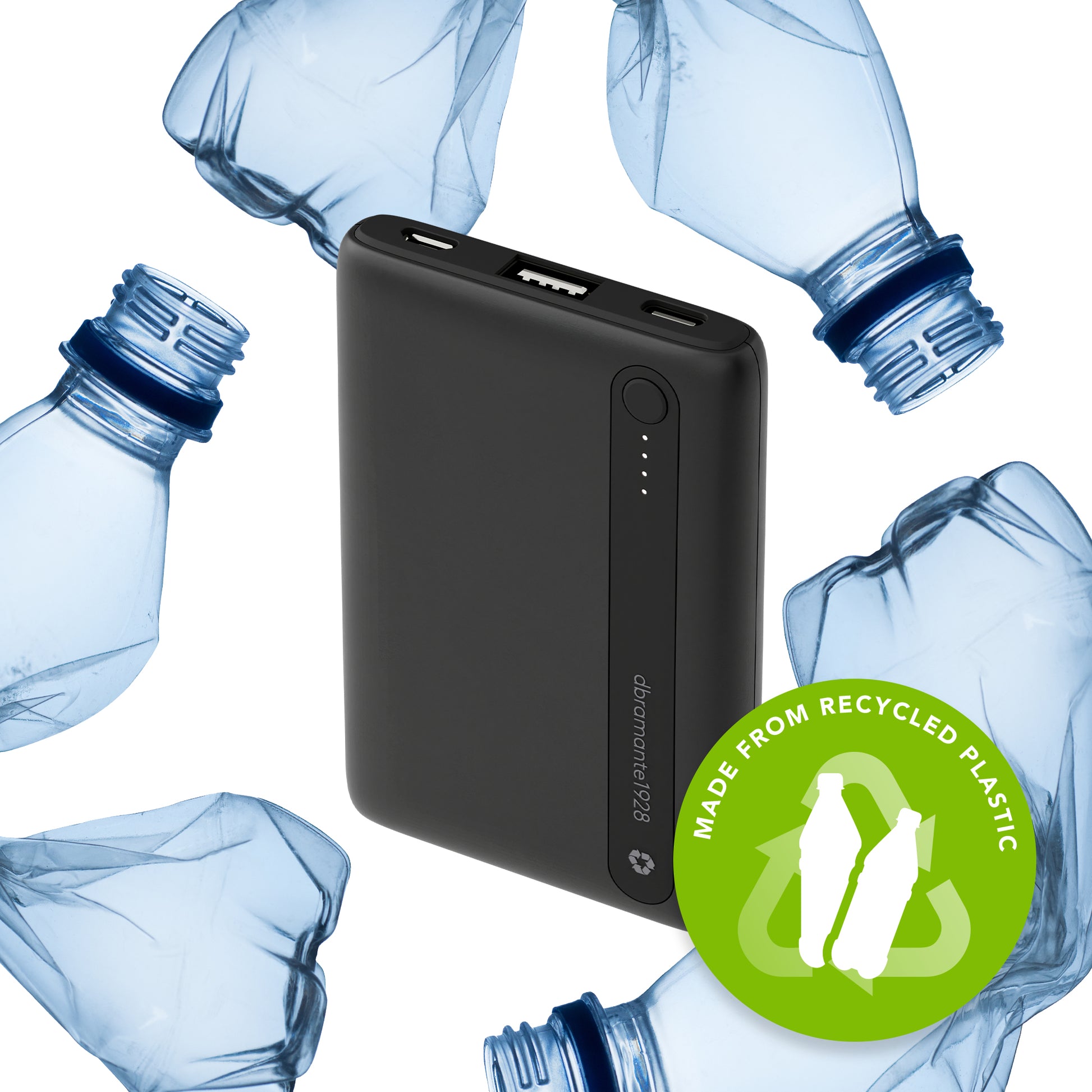 dbramante1928 re-charge Powerbank 5'000 mAh – 10,5 W PD, 1× USB-C, 1× USB-A, schwarz