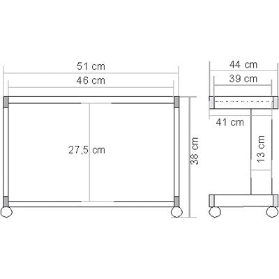 ROLINE Laptop-/Gerätewagen, 46 × 39 cm, 30 kg, lichtgrau/weiss, Metallgestell, 4 Rollen (2 feststellbar)