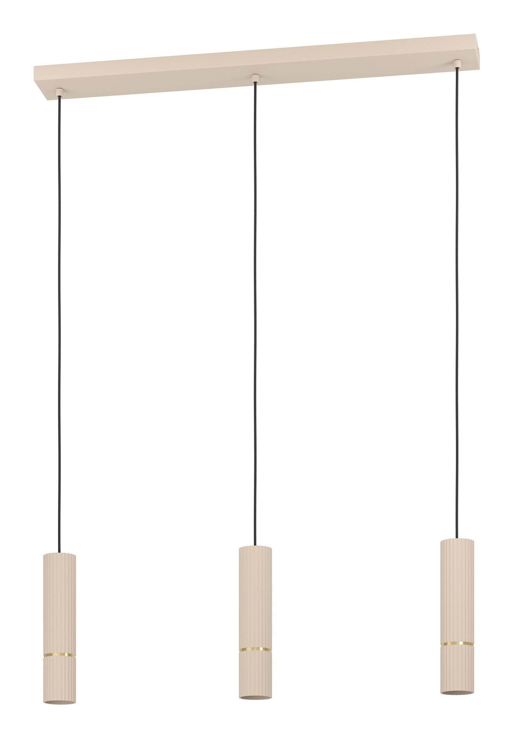 EGLO Pendelleuchte CAMINIA – 77 × 9 × 110 cm, 1035 lm, 14,1 W, 3000 K, beige/ messing, höhenverstellbar