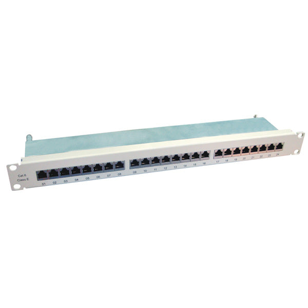 VALUE Patchpanel Cat.6 (Klasse E) – geschirmt, 24× RJ-45, 19", 1U, Grau