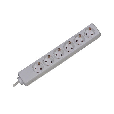 Bachmann SELLY Steckdosenleiste, 6×T13, 1,5 m, Schutzkontakt-Winkelstecker, Ausgänge 45° gedreht – Weiss