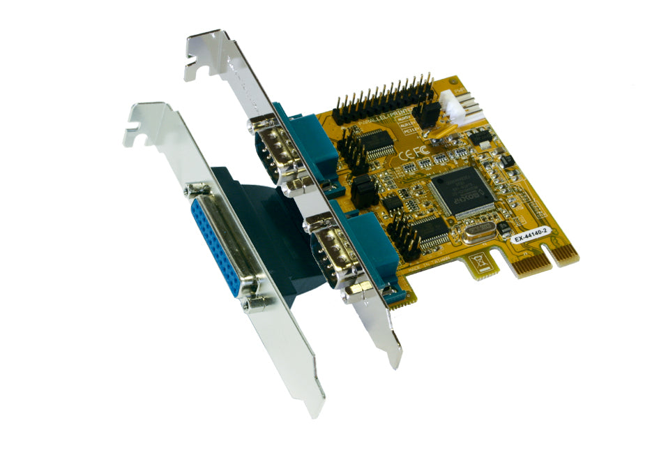 EXSYS EX-44140-2 PCIe Schnittstellenkarte – 2× RS-232, 1× Parallel (EPP/ECP), PCIe x1, für Windows 98SE–Vista