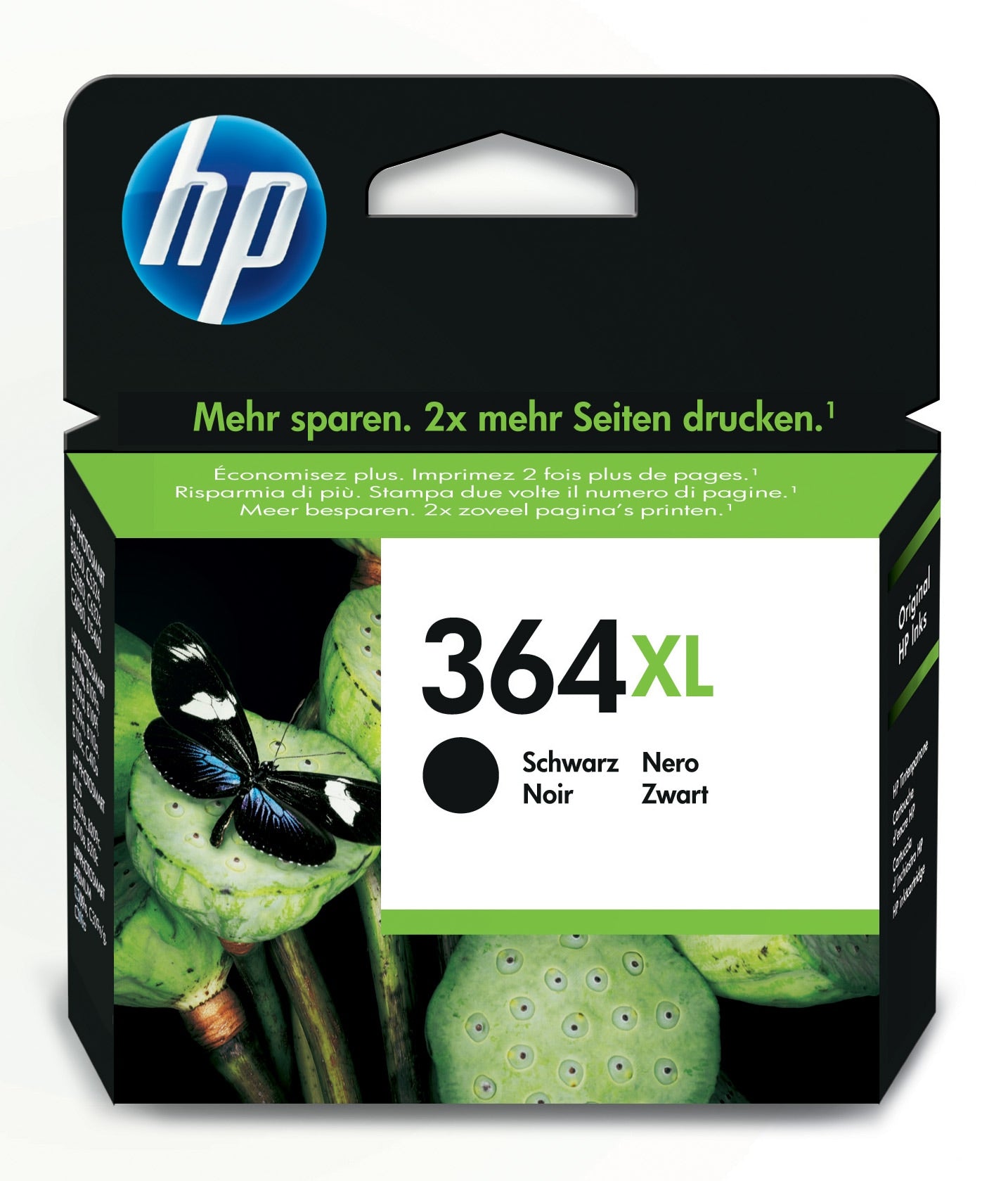 HP 364XL Tintenpatrone (Schwarz, XL), bis zu 550 Seiten, für DeskJet 3522/3524, Photosmart 5522 und andere