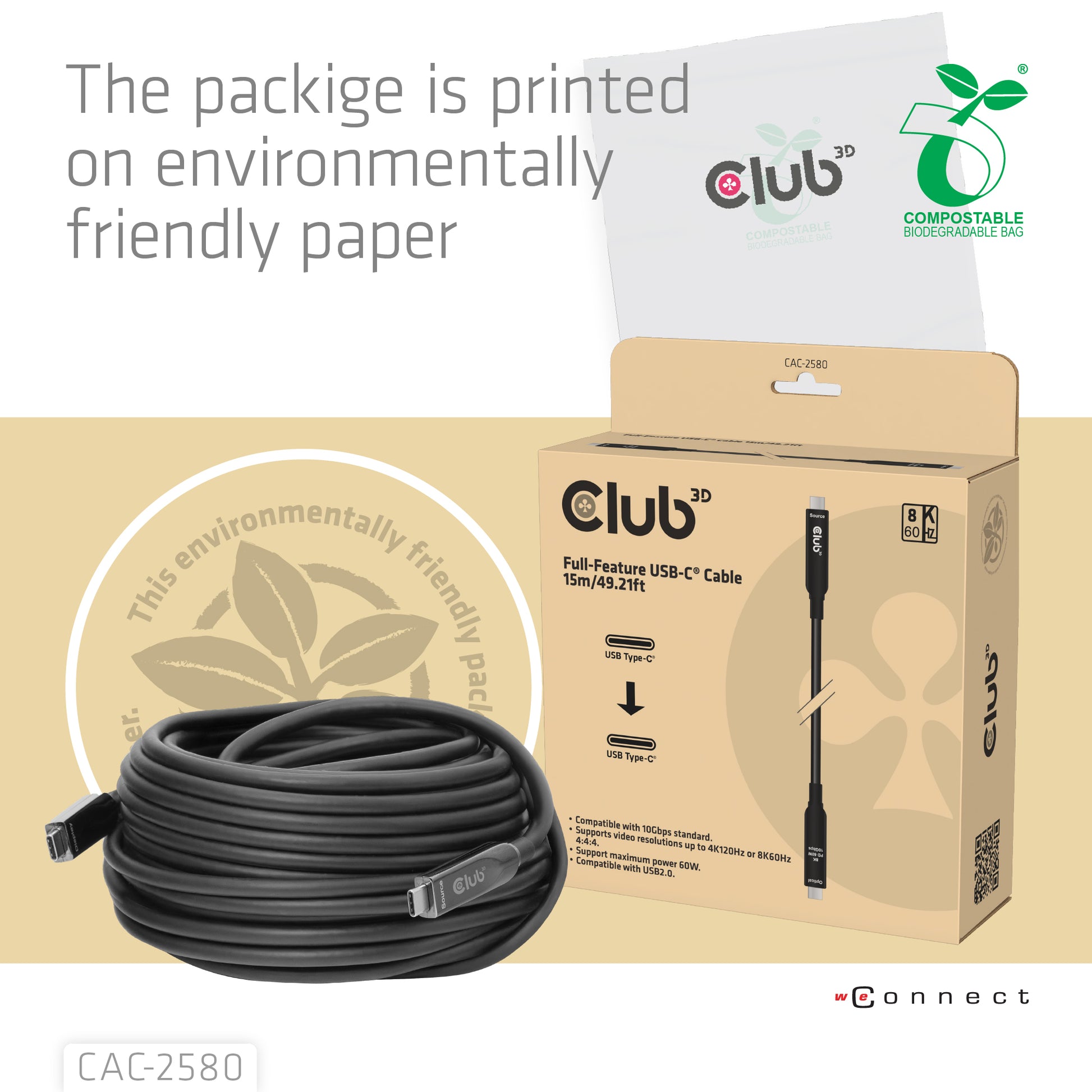 CLUB3D Club 3D – USB-Kabel, USB-C zu USB-C, 15 m