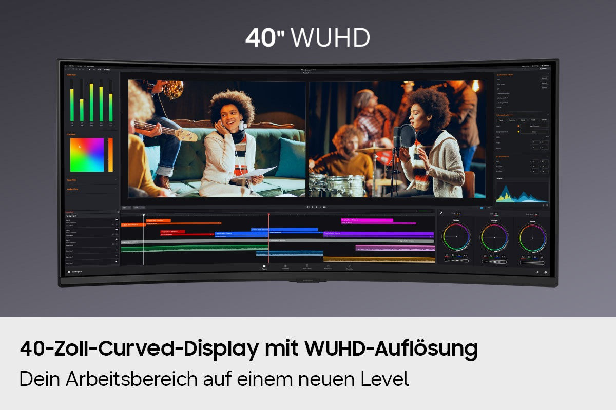 Samsung S85TH – 40" Gebogen 1000R, 5120 × 2160, VA, 144 Hz, USB-C 140 W, KVM, LAN, HDR10+