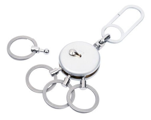 TROIKA Schlüsselring Patent Easy Rund – 4 ausklinkbare Ringe, Messing, Silber, 50 × 93 × 9 mm