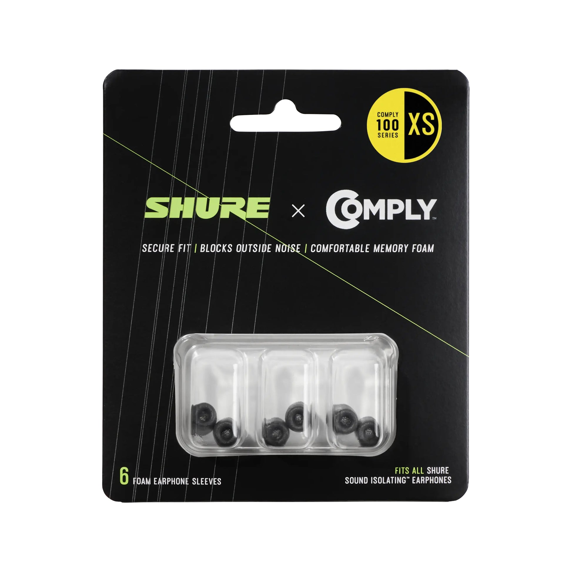 Shure EACYF1-6L – Ersatz-Ohrpolster/Refresh-Kit – für Shure SE-Series – Schaum, Grösse XS – Schwarz – 6er-Set