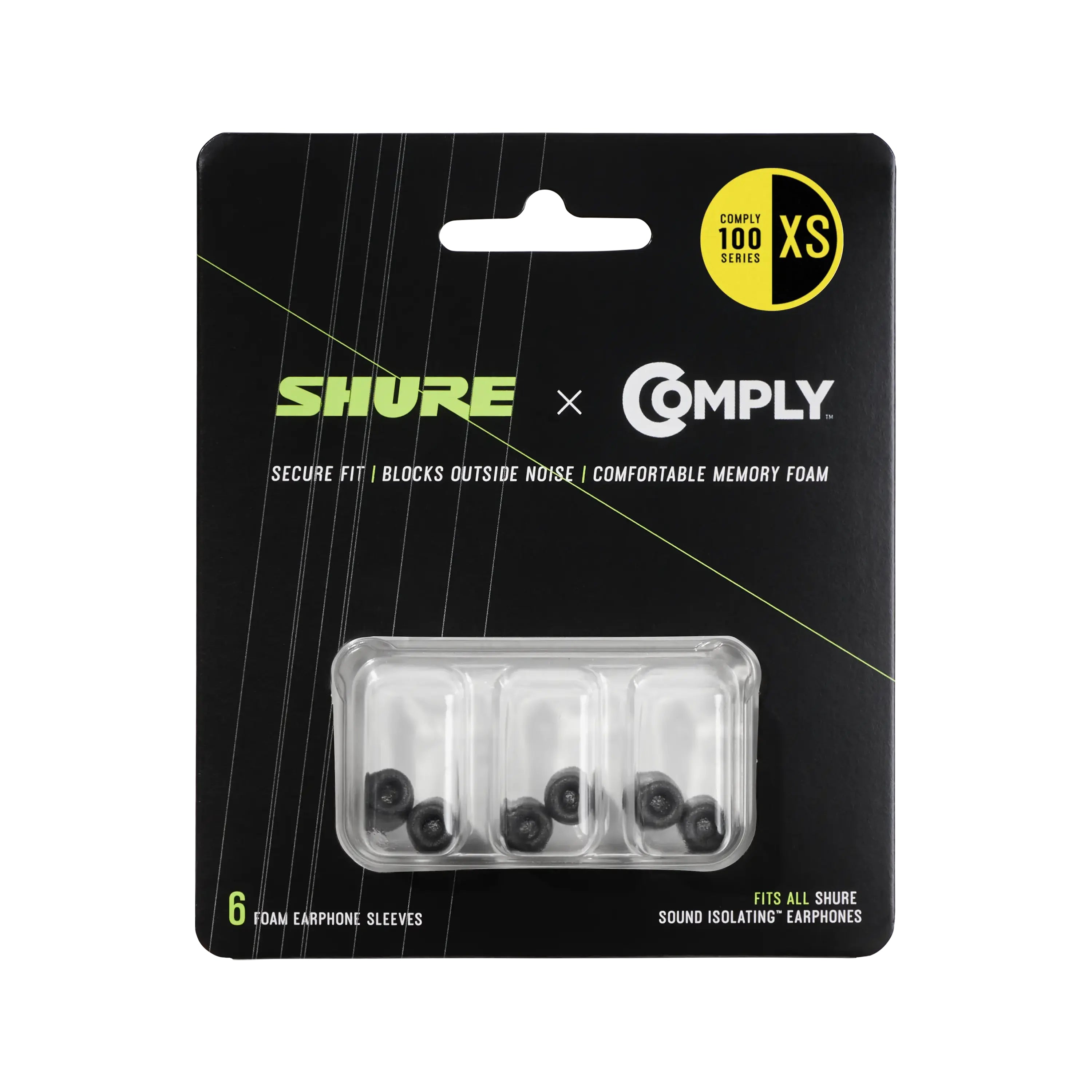 Shure EACYF1-6L – Ersatz-Ohrpolster/Refresh-Kit – für Shure SE-Series – Schaum, Grösse XS – Schwarz – 6er-Set