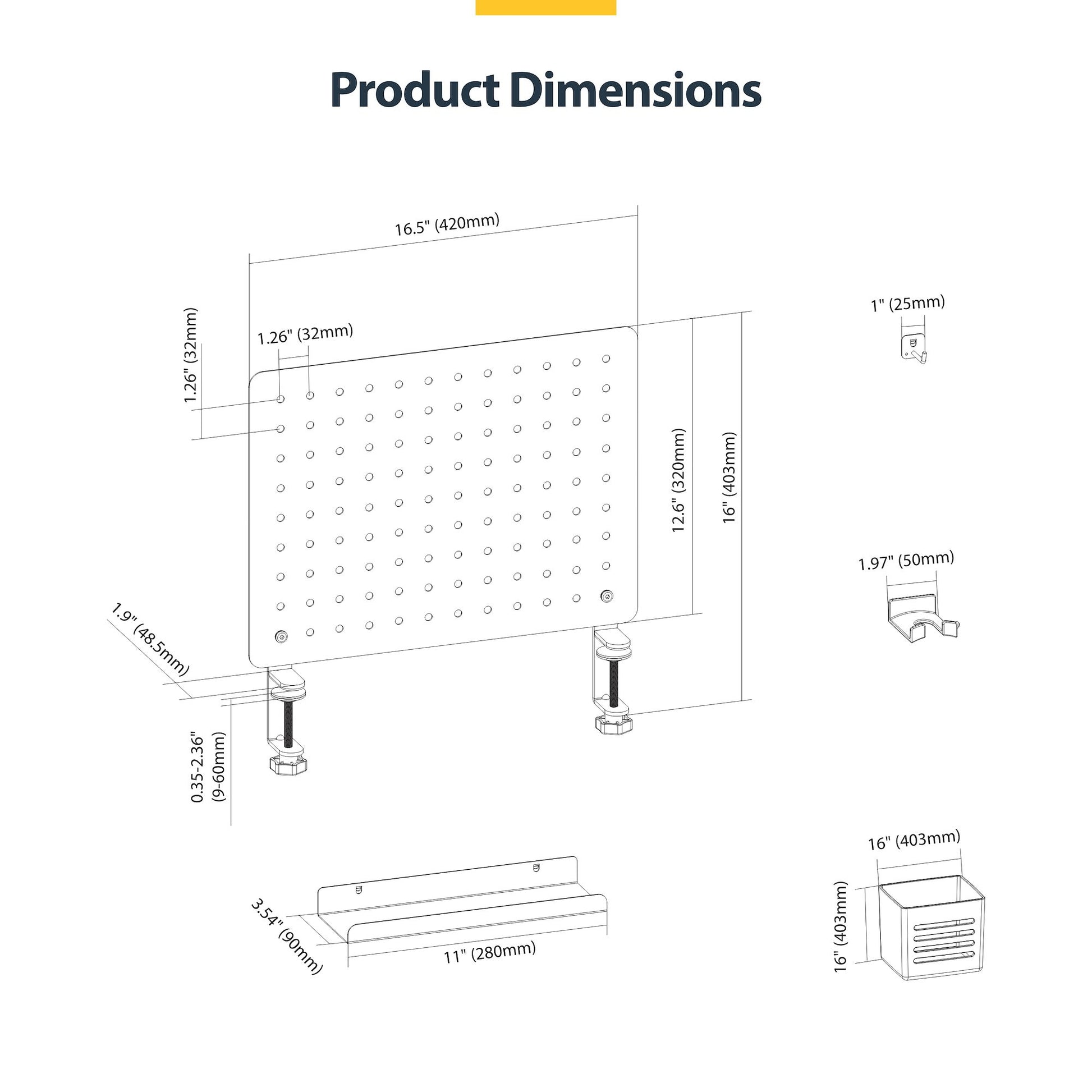 StarTech.com StarTech Lochwand-Organizer, Stahl, Schwarz, mit Zubehör, zum Anklemmen