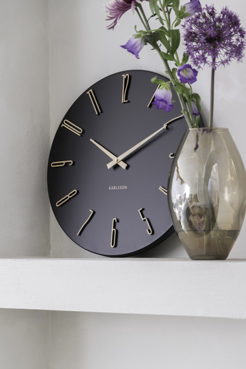 Karlsson Wanduhr Esmerado – Ø 40 cm, schwarz, Kunststoff