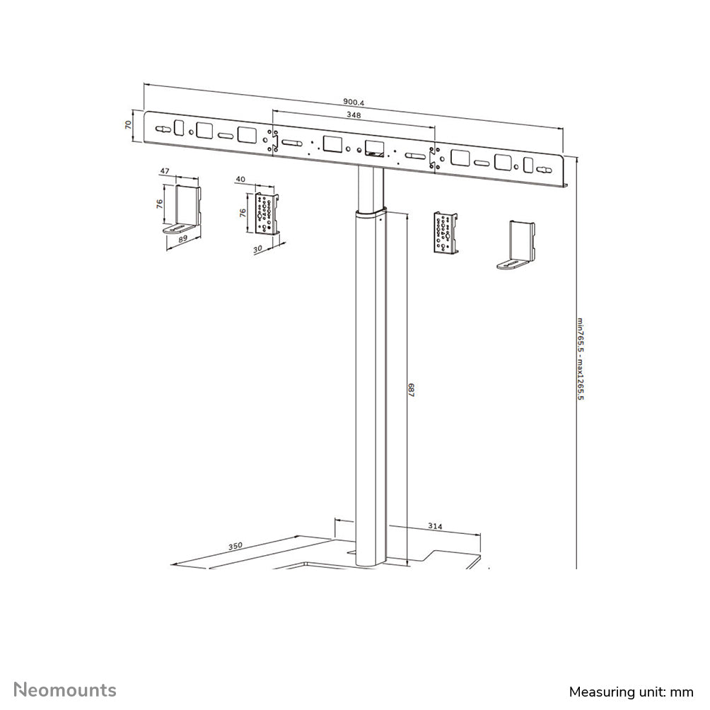 Neomounts AV80-500BL – Höhenverstellbarer Displayständer für 43–110", VESA 200×200–800×600, bis 10 kg, schwarz
