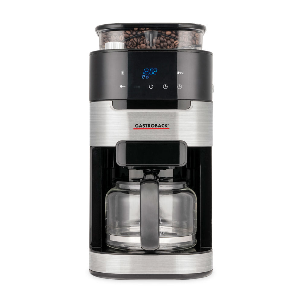 Gastroback 42711 Filterkaffeemaschine – 8 Tassen, 1 l, Karaffe, Schwarz/Edelstahl, 21,3 × 43 × 31,4 cm