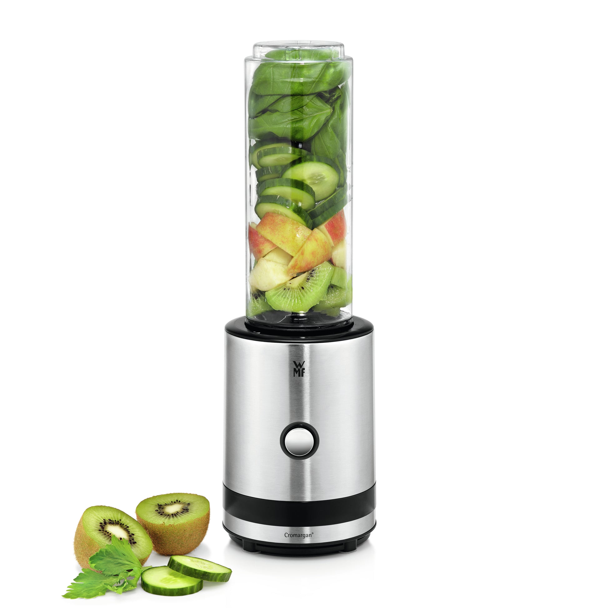 WMF Smoothie-Mixer KÜCHENminis 0416500011 – 0,6 l, 300 W, To-Go – silber/edelstahl