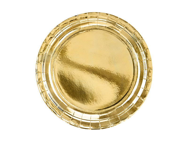PartyDeco Teller, Papier/Karton – Ø 23 cm, gold – 6 Stk.