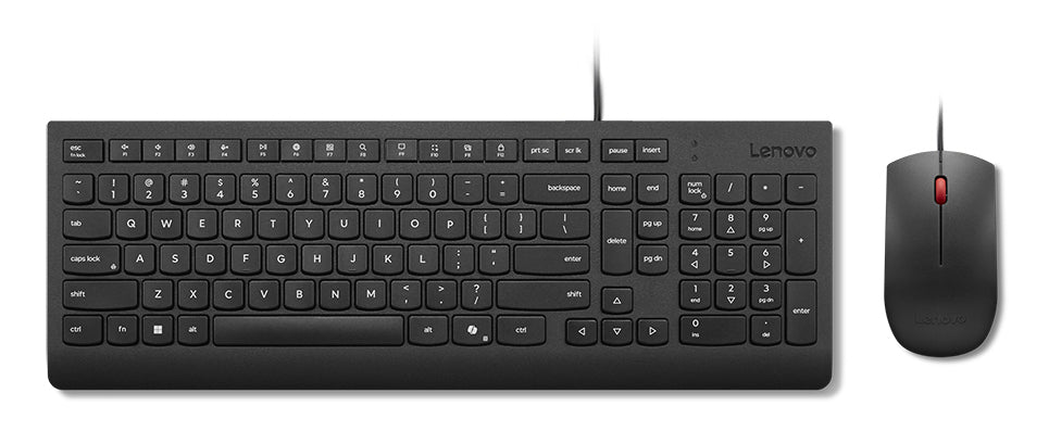 Lenovo Tastatur- und Maus-Set – kabelgebunden, USB-A – QWERTY (UK-INT) – Schwarz