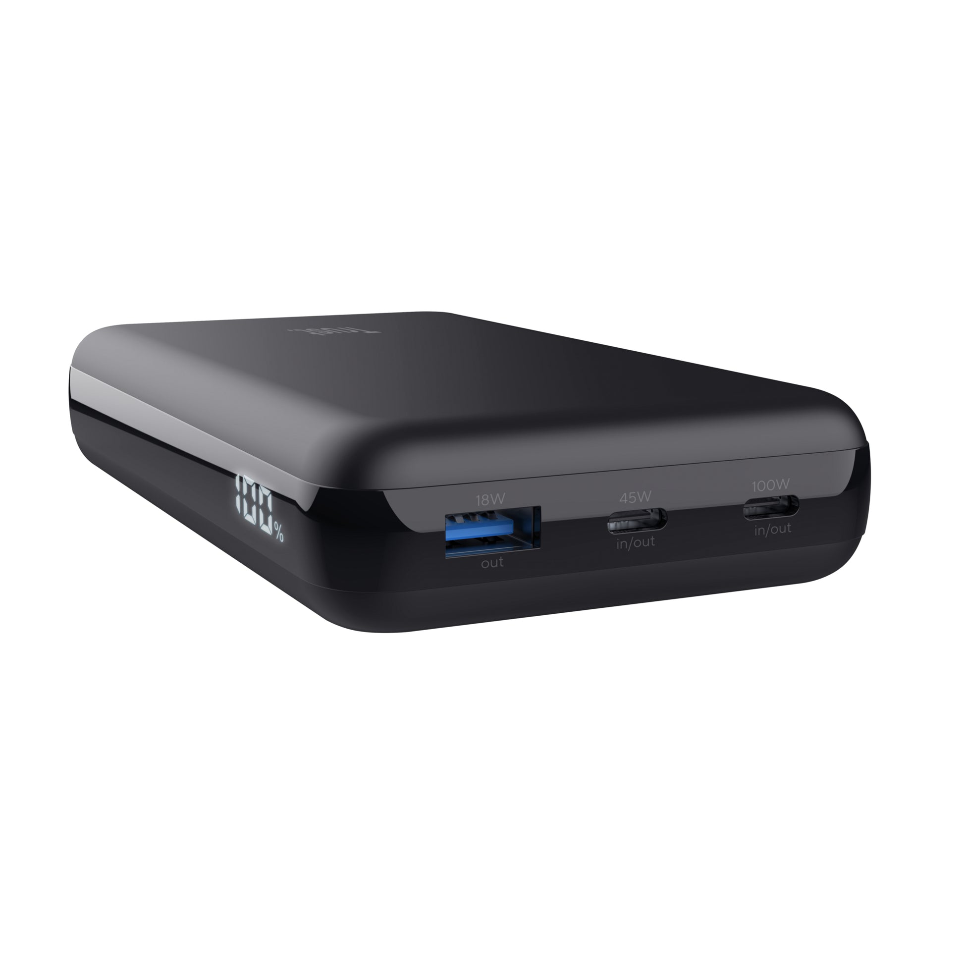 Trust Powerbank 10000 mAh, PD 100 W, 2× USB-C, 1× USB-A, Schwarz