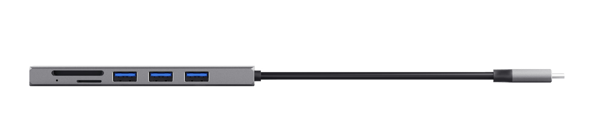 Trust Halyx Fast USB-Hub – USB-C, 3× USB-A, SD/microSD, für Windows/Mac/ChromeOS