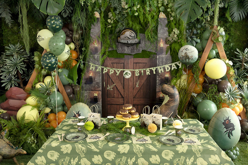 PartyDeco Tischdecke – 120×180 cm, Papier, Grün, JurassicWorld