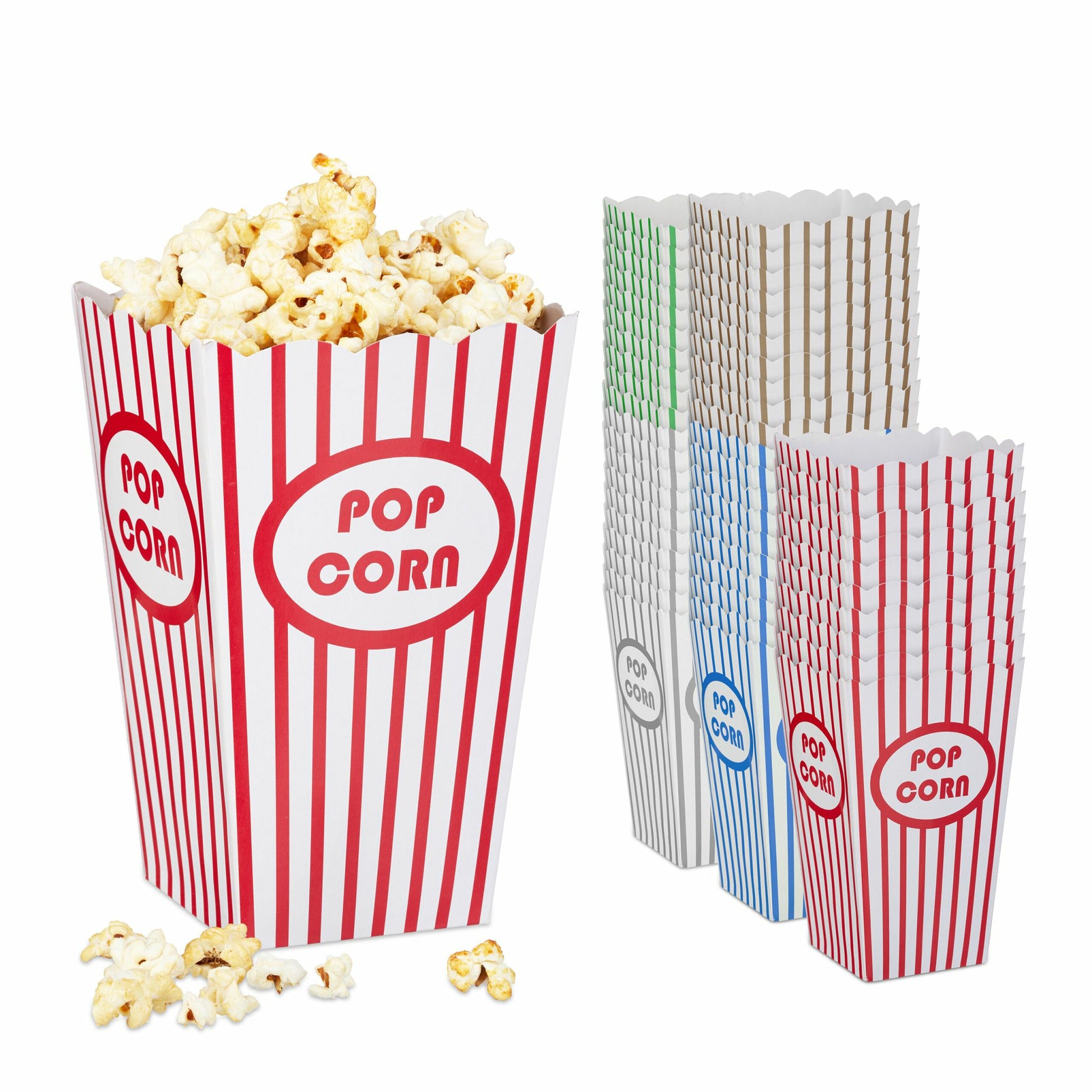 Relaxdays Popcorntüten, Papier, 10,5 × 16 cm, mehrfarbig – 50 Stk.
