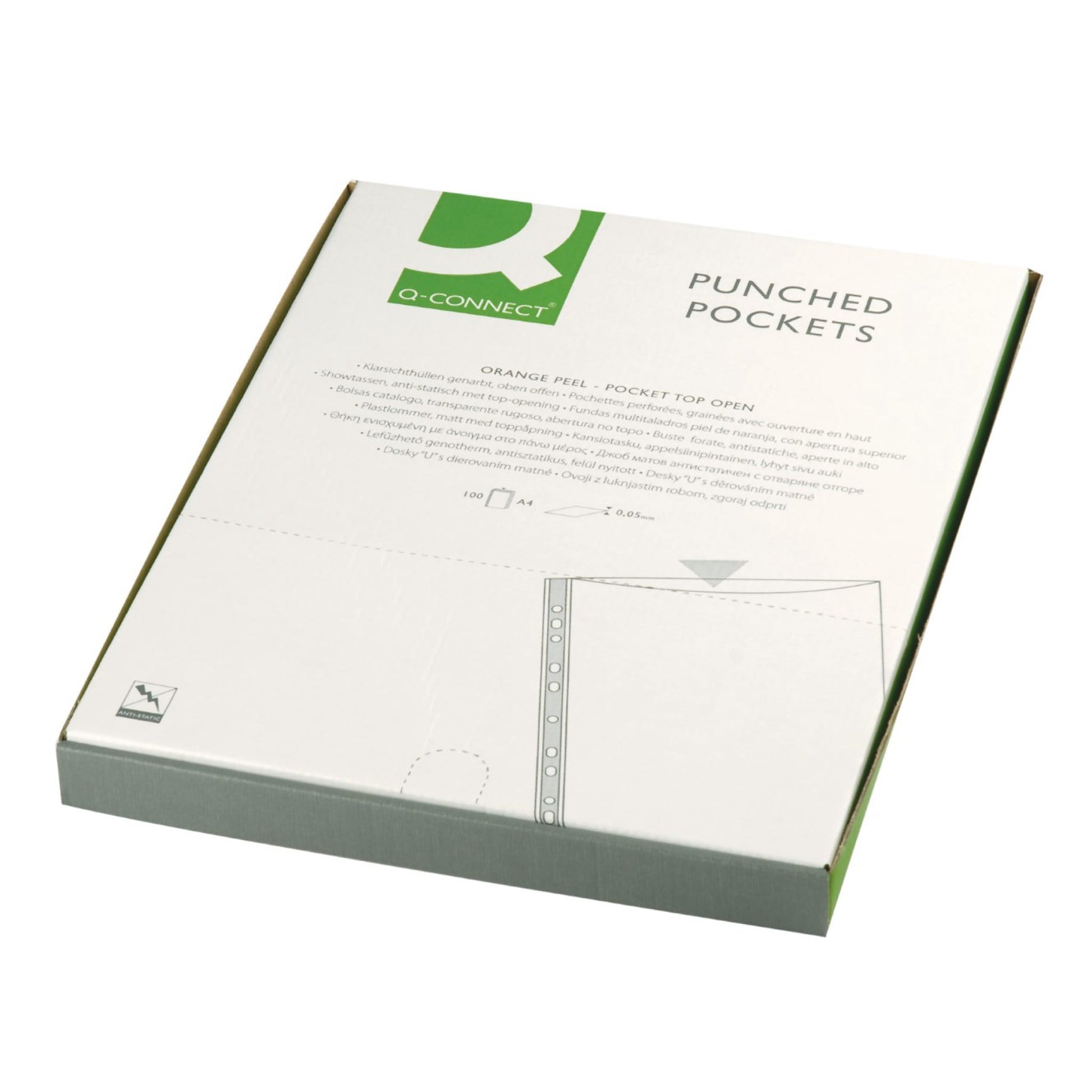 Q-CONNECT Sichtmappe A4 – transparent, Kunststoff, genarbt, blendfrei, 50 µm, 100er-Pack