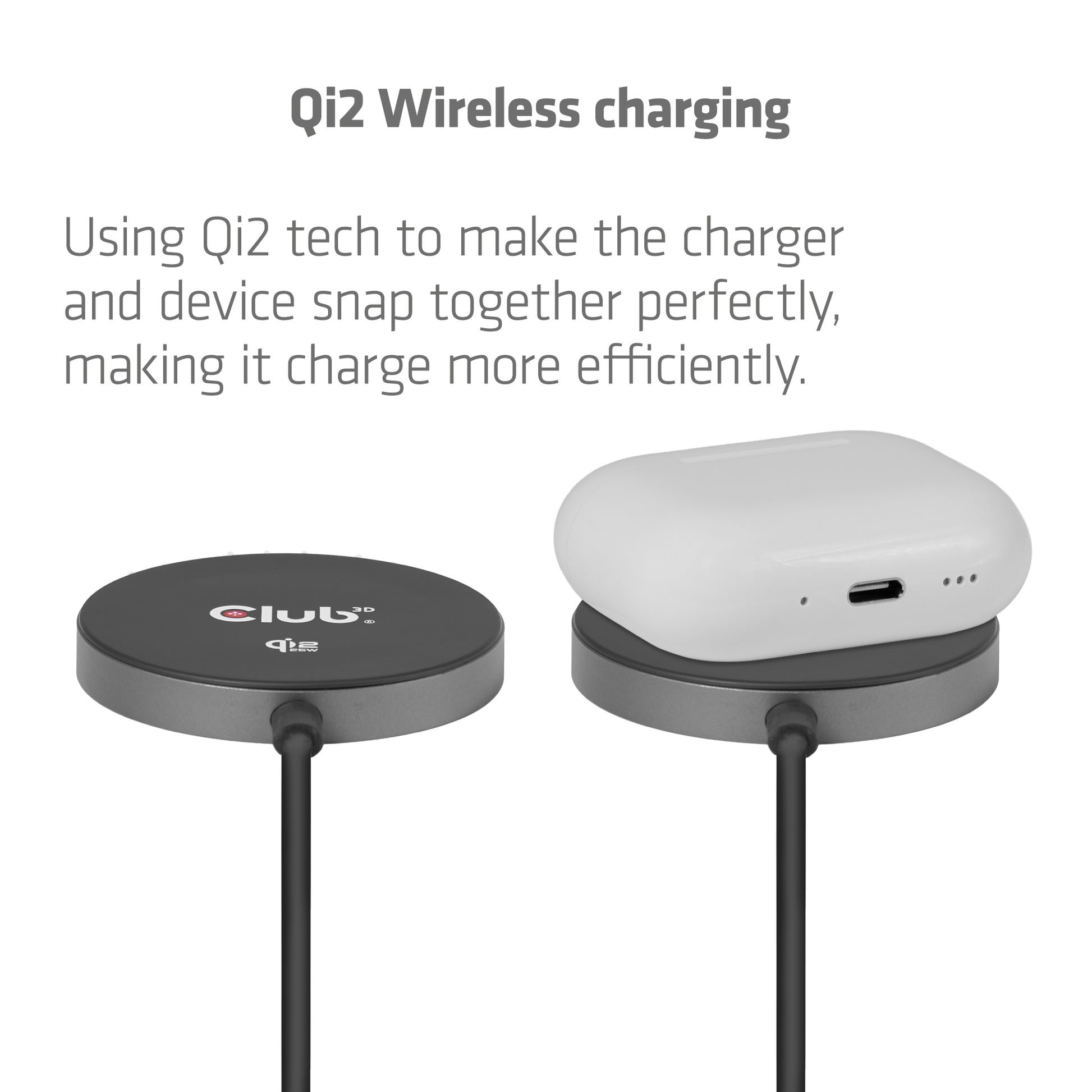CLUB3D CAC-3027 Kabelloses Ladegerät 25 W – Qi2, MagSafe-kompatibel – für Smartphones, Smartwatches u. a.
