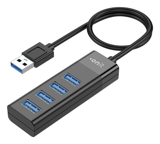 ONIT F00836 USB-Hub – USB 3.0, 4× USB-A, für Windows/Mac/Linux