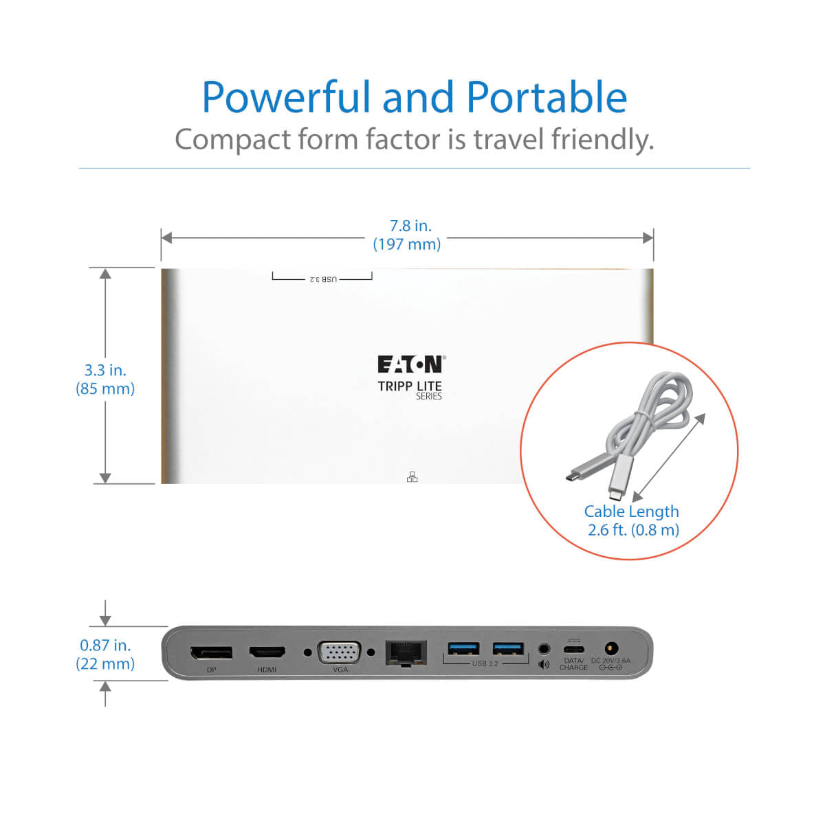 Tripp Lite U442-DOCK4-INT Dockingstation – USB-C, 1× DP, 1× HDMI, 1× VGA, 4× USB-A, 2× USB-C, 100 W PD, GbE
